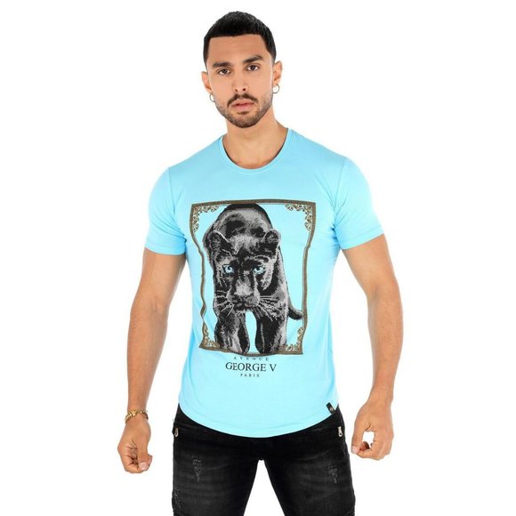Avenue George V Paris Other - Avenue George V Paris Men's Blue T-Shirt Black Panther Rhinestone GV-207…